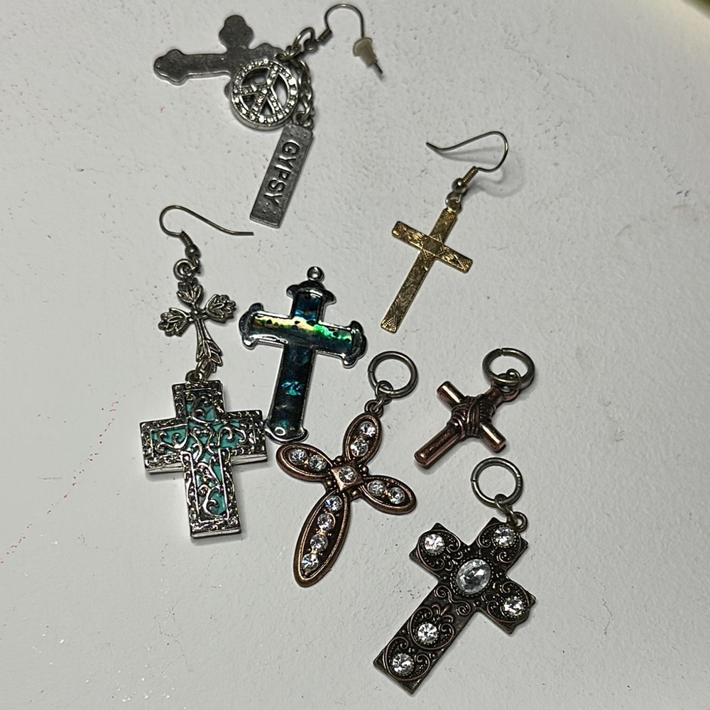 Assorted Cross Earrings and Charms